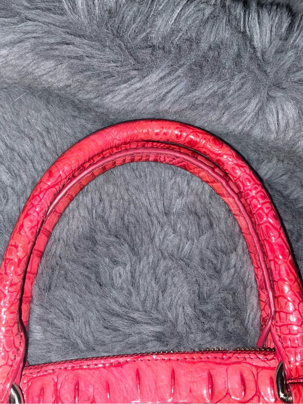 Brahmin Red Croc-Embossed Leather Satchel with Gold Hardware - Picture 8 of 8